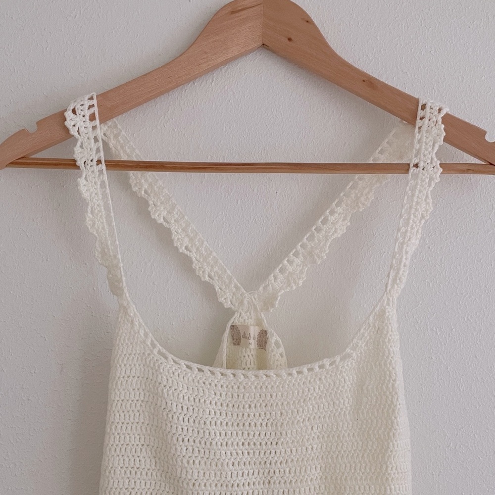 Altar’d State Crochet Crop Tank Top Ivory - Picture 4 of 11
